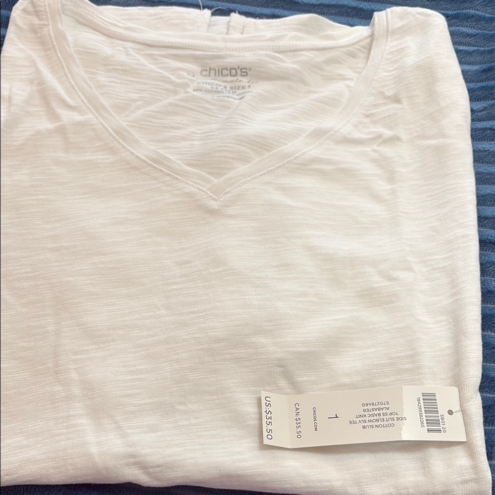 Chico's Cream Short Sleeve Tee Soft Knit